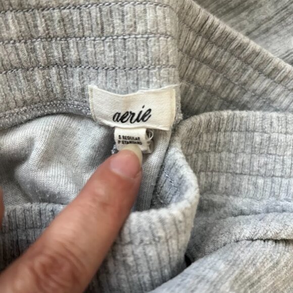 Aerie Gray Ribbed Velour Flare Lounge High Waisted Pants Size Small Regular - Picture 12 of 14